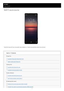 Sony Xperia 1 II manual. Smartphone Instructions.